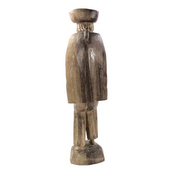 Vintage Hand Carved Wood Folk Art Man Colonial Figure Statue Sculpture 15 3/4-in - Picture 3 of 12